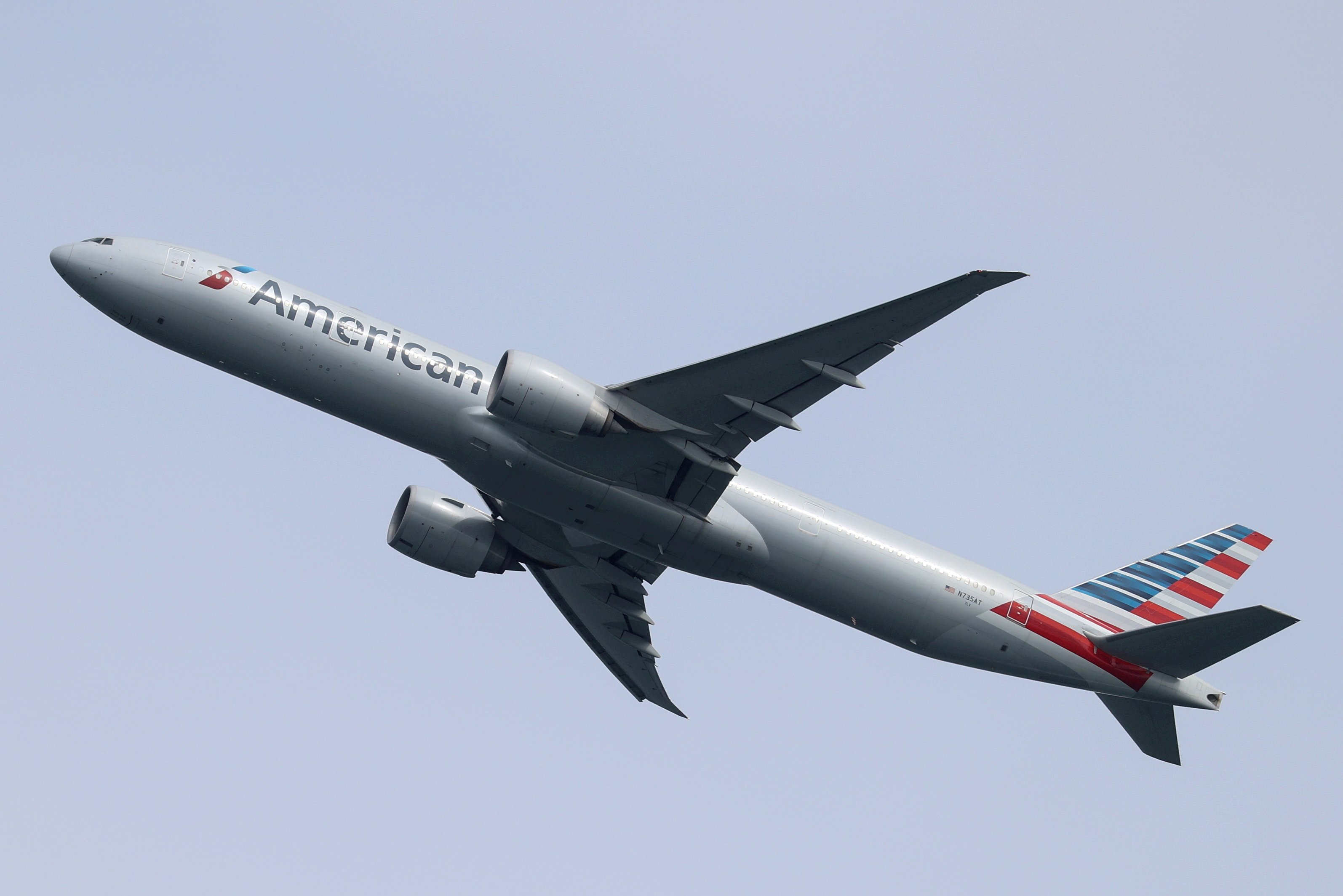 FILE PHOTO: An American Airlines plane takes off from Sydney Airport in Sydney
