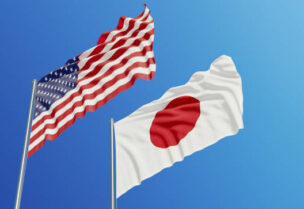 American and Japanese flags