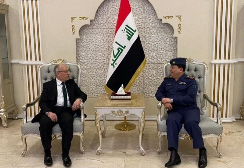 Lebanese Defense Minister Maurice Sleem with Iraqi National Security Adviser Qassem Al-Araji.