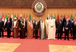 A file photo shows an emergency meeting of the Arab League