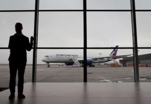 Aeroflot's aircraft taxis at Moscow's International airport
