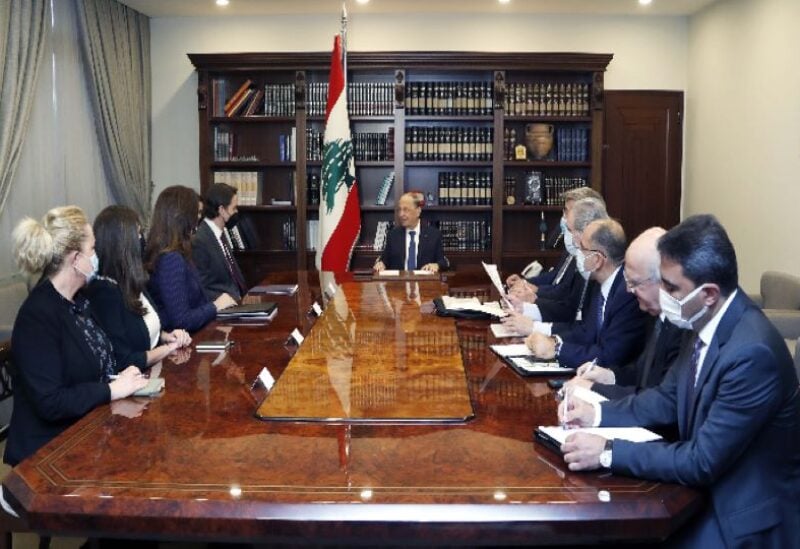 Aoun with Amos Hochstein at Baabda Palace