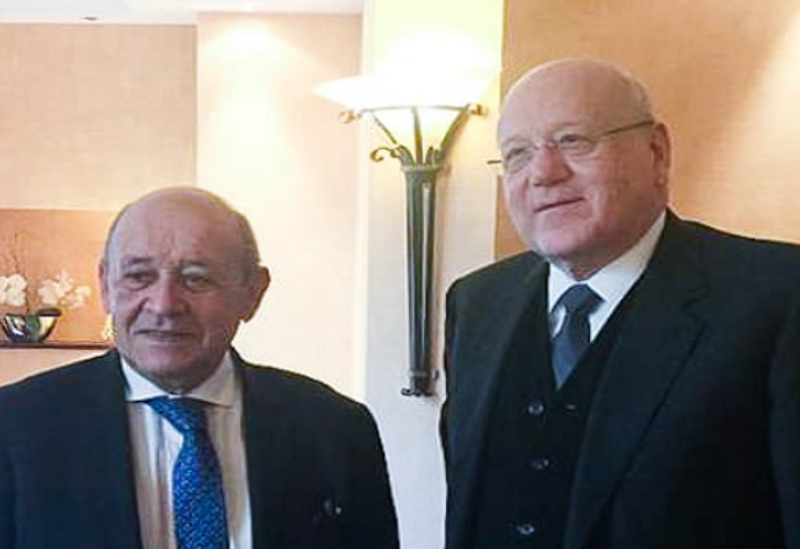 Lebanese Prime Minister Najib Mikati and French Foreign Minister Jean-Yves Le Drian