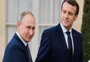 French President Emmanuel Macron and Russian President Vladimir Putin