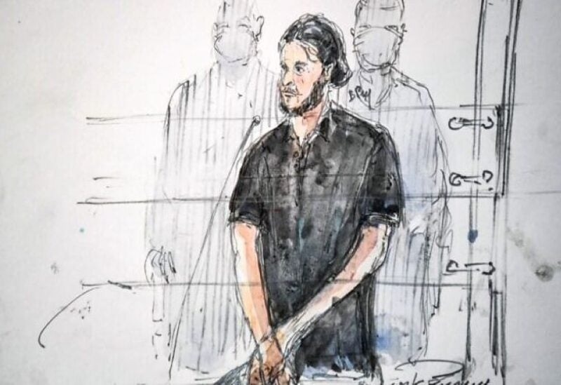 This court-sketch made on September 8, 2021 shows Salah Abdeslam, the last surviving member of the jihadist cell of the November 13, 2015 Paris attacks.