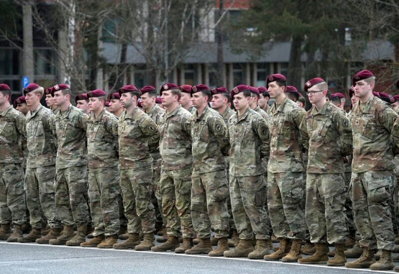 U.S. troops attend arrival ceremony in Adazi military base, Latvia