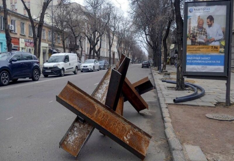 A view shows antitank obstacles during Ukraine-Russia conflict in the city of Odessa, Ukraine