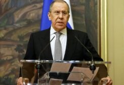 Russian Foreign Minister Sergei Lavrov attends a joint news conference with Iranian Foreign Minister Hossein Amir-Abdollahian in Moscow, Russia March 15, 2022.