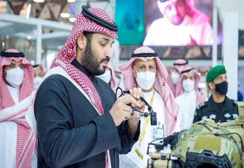 Crown Prince Mohammed bin Salman inspects military technology at the first World Defense Show outside of Riyadh