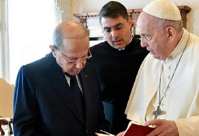 Pope Francis receiving President Aoun