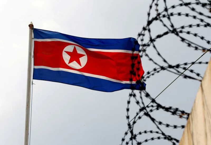 A North Korea flag flutters next to concertina wire at the North Korean embassy in Kuala Lumpur, Malaysia March 9, 2017.