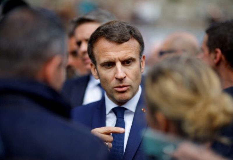 French President and centrist LREM party candidate for re-election Macron campaigns in Brittany