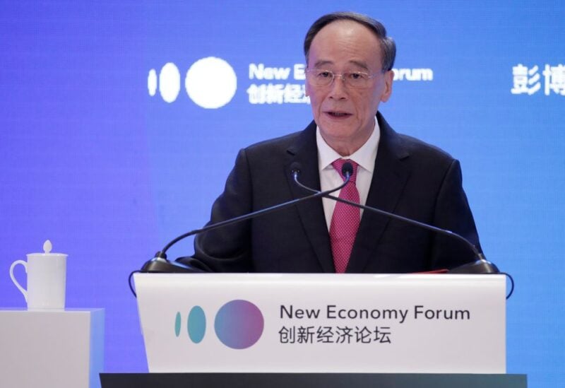 Chinese Vice President Wang Qishan delivers a speech at the 2019 New Economy Forum in Beijing, China November 21, 2019. REUTERS/Jason Lee