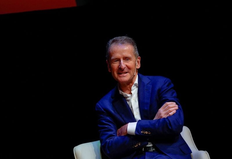 Volkswagen Chief Executive Officer (CEO) Herbert Diess speaks at 'Motion. Autos, Art, Architecture', an exhibition exploring parallels between the automobile and the art world, at Guggenheim Museum Bilbao, in Bilbao, Spain, April 6, 2022. REUTERS/Vincent West