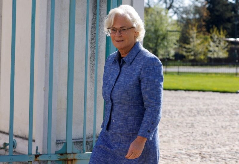 German Defence Minister Christine Lambrecht arrives for a special German cabinet meeting at the government's guest house Schloss Meseberg in Meseberg, Gransee, Germany May 3, 2022. REUTERS/Michele Tantussi/File Photo