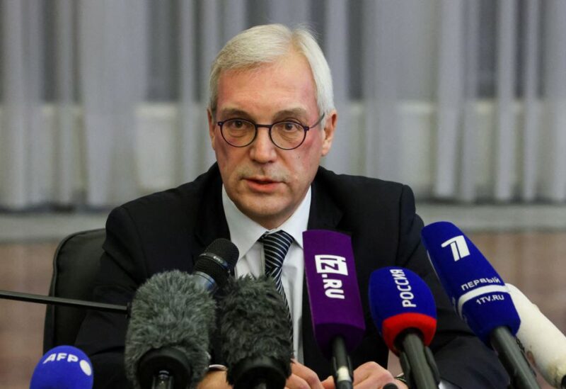 Russia's Deputy Foreign Minister Alexander Grushko gives a news conference after a meeting at NATO headquarters between Russian ministers and alliance diplomats, at the Russian embassy, in Brussels, Belgium January 12, 2022. REUTERS/Yves Herman 