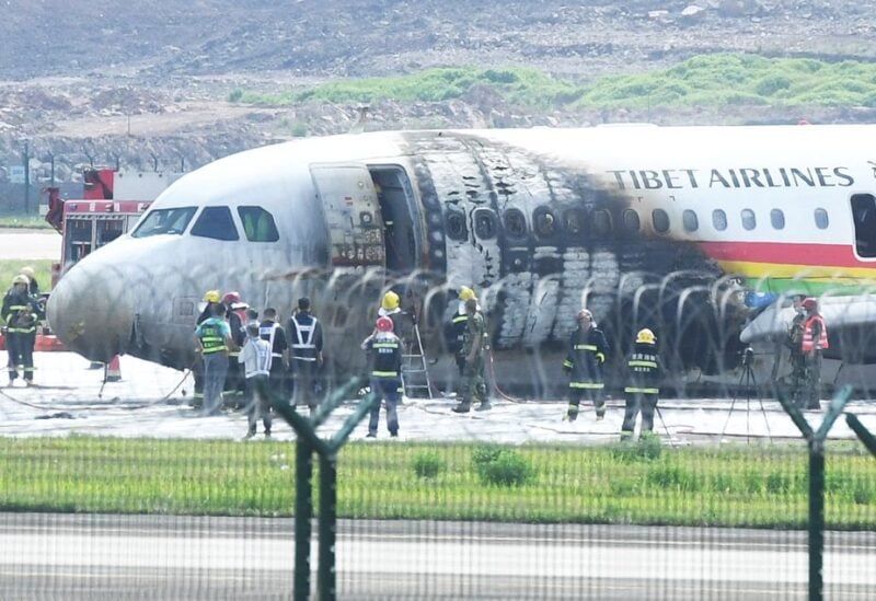 Chinese jet aborts takeoff, catches fire, causing minor injuries from evacuation