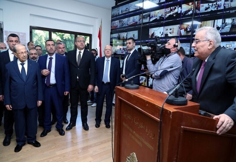 President Aoun inspects the progress of the expatriate elections process from the Ministry of Foreign Affairs building