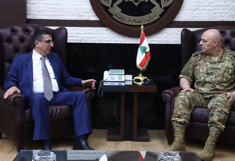 Lebanese Army Commander General Joseph Aoun met Minister of Social Affairs Hector Hajjar