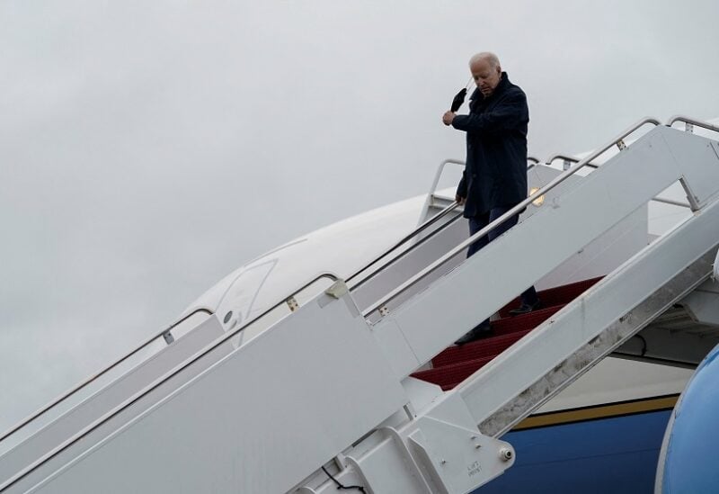 U.S. President Joe Biden disembarks Air Force One en route to Wilmington, Delaware, at Delaware Air National Guard Base in New Castle, Delaware, U.S., May 6, 2022. REUTERS/Elizabeth Frantz