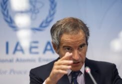 FILE PHOTO: International Atomic Energy Agency Director General Rafael Grossi speaks during a news conference at an IAEA Board of Governors meeting in Vienna, Austria, September 13, 2021. Picture taken September 13, 2021. REUTERS/Leonhard Foeger/File Photo