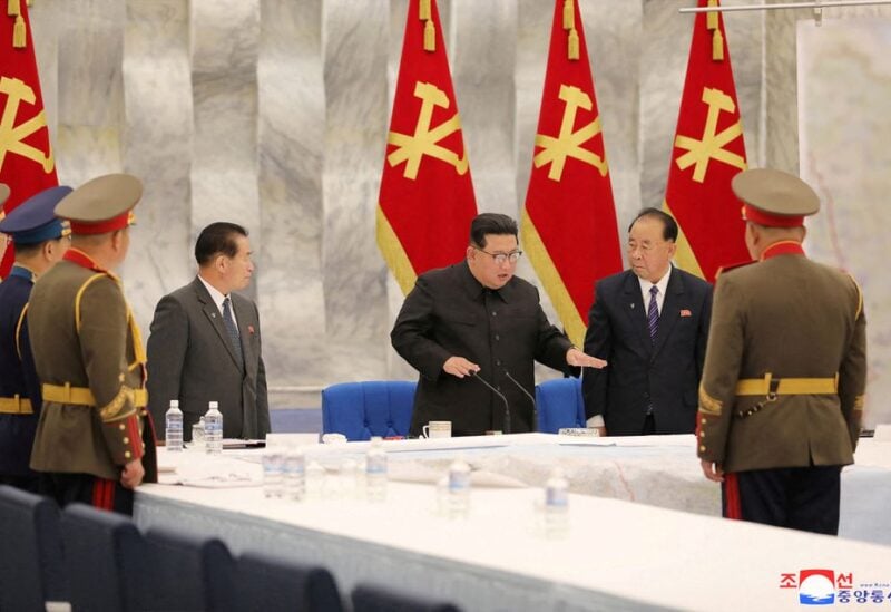 North Korean leader Kim Jong Un attends a convocation of the Expansion of the Central Military Commission of the Workers' Party of Korea in this photo released by the country's Korean Central News Agency (KCNA) June 23, 2022. KCNA via REUTERS