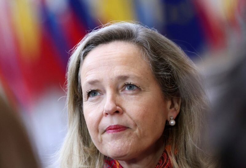 Spanish Economy Minister Nadia Calvino arrives at a Eurozone finance ministers meeting in Brussels, Belgium March 14, 2022. REUTERS/Yves Herman/File Photo