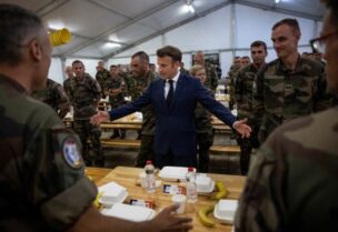 French President Macron visits troops at Mihail Kogalniceanu Air Base