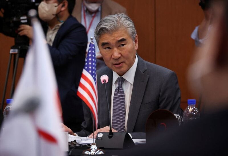 Sung Kim, U.S. Special Envoy for North Korea, speaks during a meeting with his South Korean counterpart Kim Gunn and Japanese counterpart Takehiro Funakoshi at the Foreign Ministry in Seoul, South Korea, June 3, 2022. REUTERS/Kim Hong-Ji/Pool