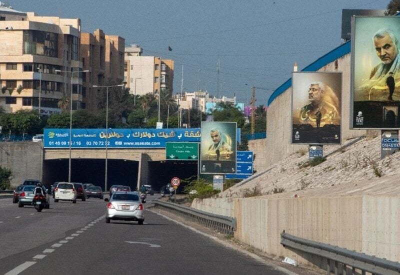 Pictures of Qassem Soleimani, which Hezbollah puts on the airport road
