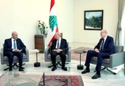 Presidents Najib Mikati, Michel Aoun and Nabih Berri (Reuters)