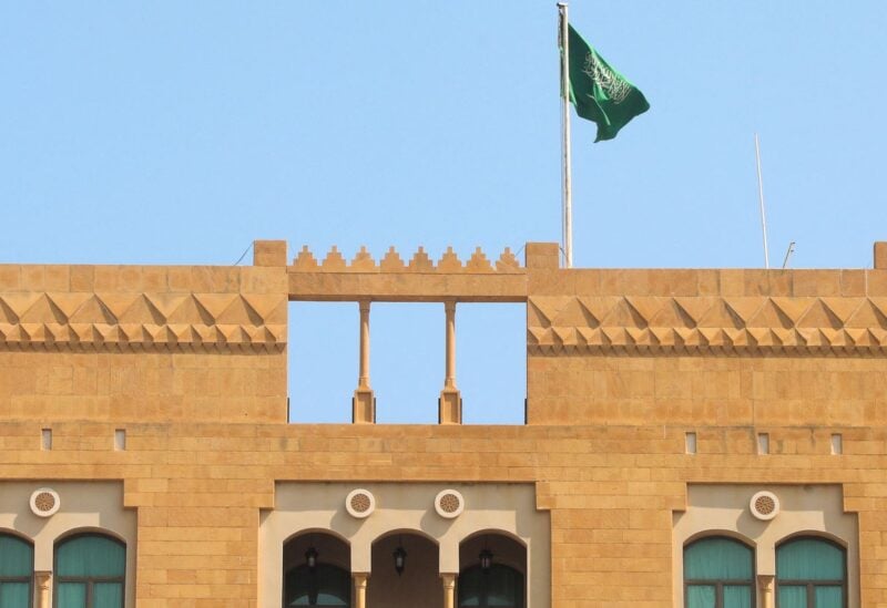 A Saudi flag flutters atop the Saudi Arabia's embassy in Beirut, Lebanon May 18, 2022. REUTERS/Mohamed Azakir