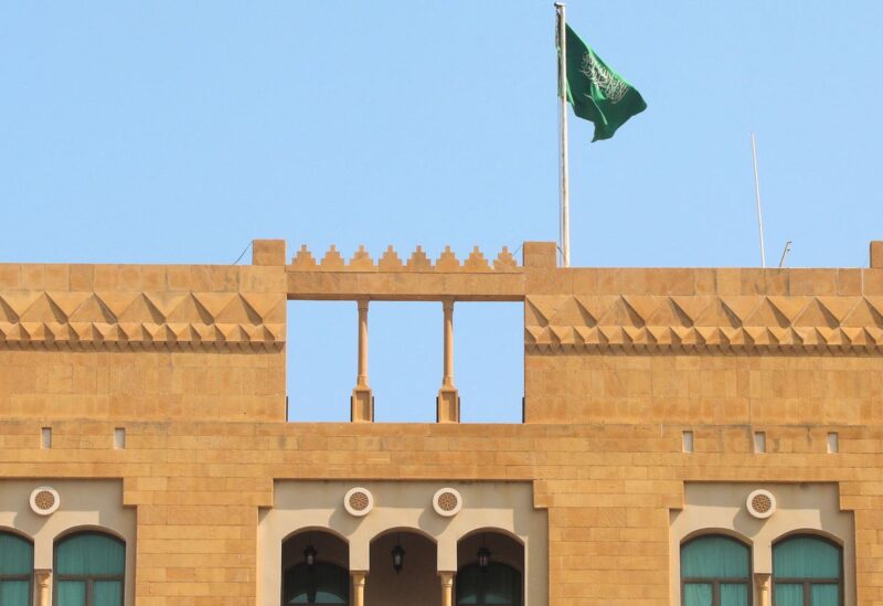 A Saudi flag flutters atop the Saudi Arabia's embassy in Beirut, Lebanon May 18, 2022. REUTERS/Mohamed Azakir