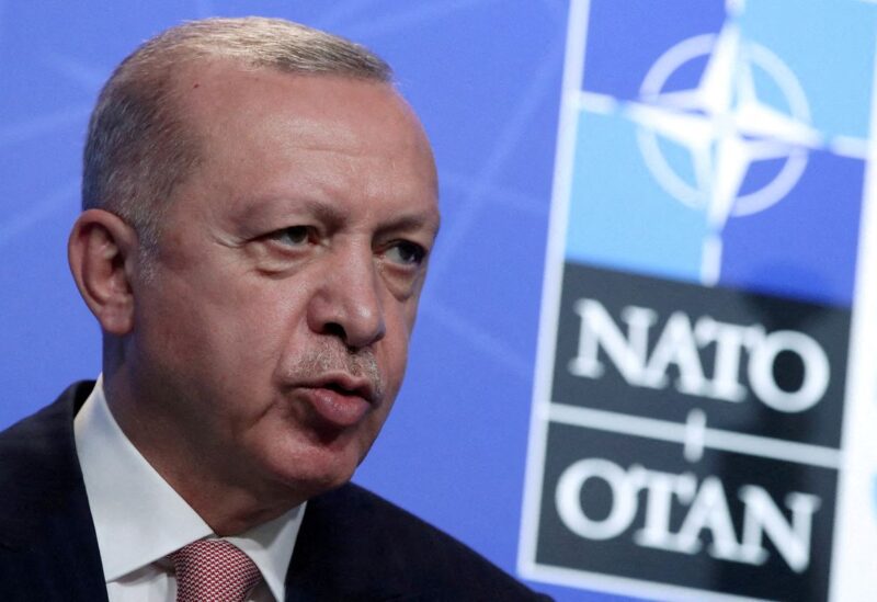 Turkey's President Tayyip Erdogan holds a news conference during the NATO summit at the Alliance's headquarters in Brussels, Belgium June 14, 2021. REUTERS/Yves Herman/Pool/File Photo/File Photo