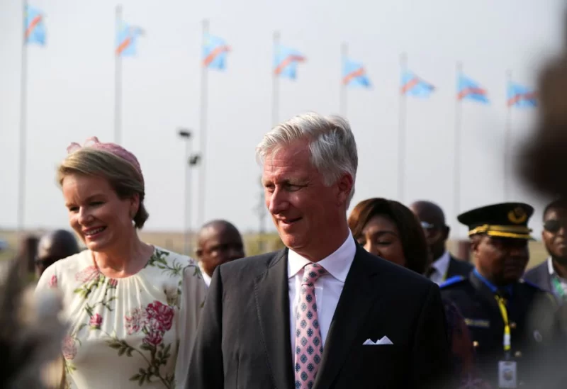 Belgium's King Philippe and Queen Mathilde arrive at the international airport in Kinshasa, Democratic Republic of Congo