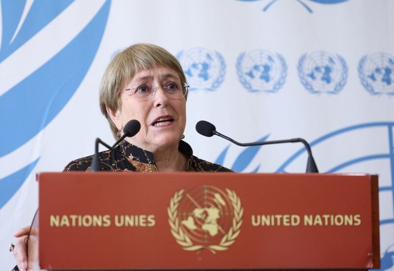 Michelle Bachelet, UN High Commissioner for Human Rights, addresses the media after announcing that she would not seek a second term at the Human Rights Council at the United Nations, in Geneva, Switzerland, June 13, 2022. REUTERS/Denis Balibouse