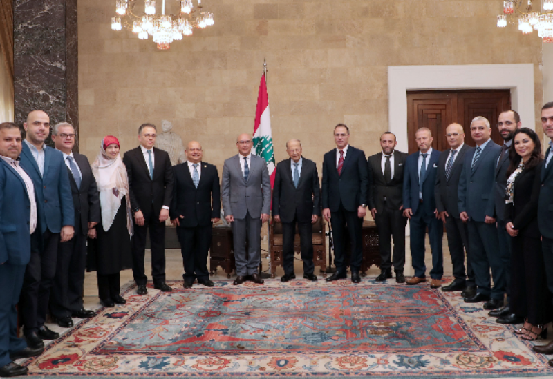 President Aoun meets delegation of new council of Lebanese order of physicians in Beirut