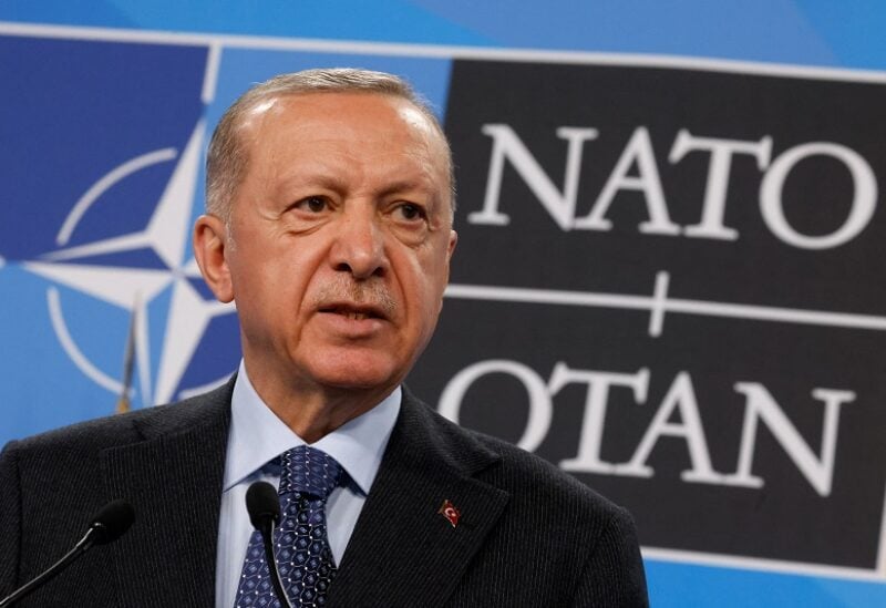 Turkey's President Recep Tayyip Erdogan speaks at a news conference during a NATO summit in Madrid, Spain June 30, 2022. REUTERS/Yves Herman