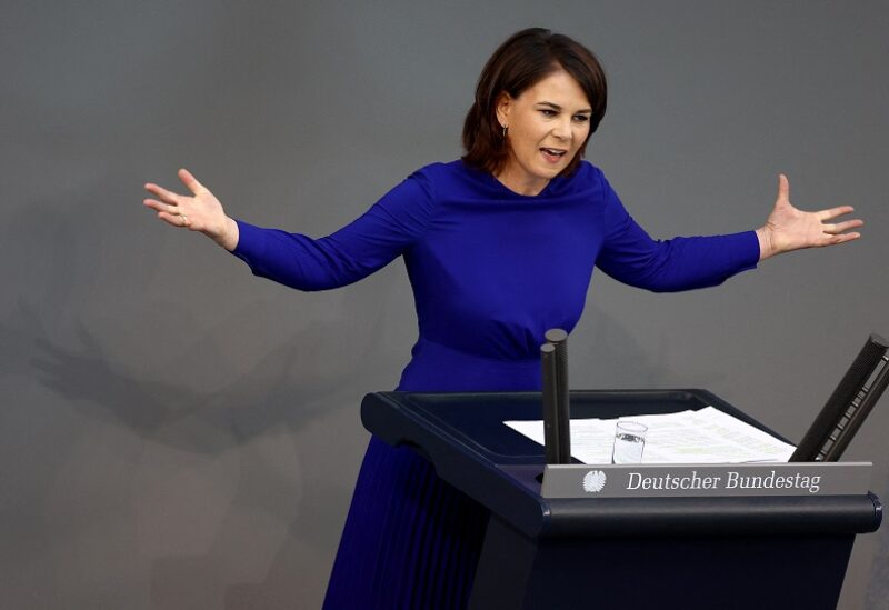 German Foreign Minister Annalena Baerbock speaks during a session of Germany's lower house of parliament, the Bundestag, in Berlin, Germany, June 3, 2022. REUTERS/Lisi Niesner