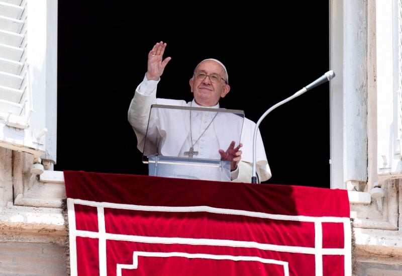 Pope Francis leads Angelus prayer from his window at the Vatican, June 26, 2022. Vatican Media/Handout via REUTERS ATTENTION EDITORS - THIS IMAGE WAS PROVIDED BY A THIRD PARTY.