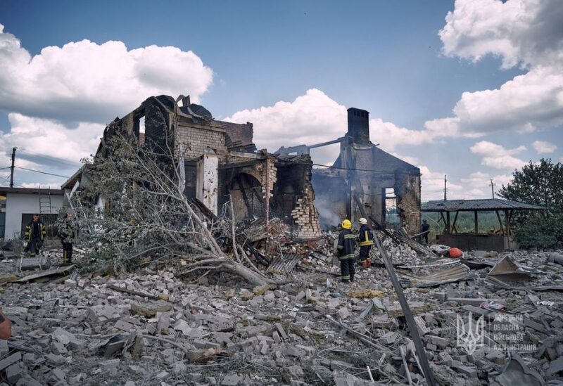 Firefighters work at a site of residential house destroyed by a Russian missile strike, as Russia's attack on Ukraine continues, in Kramatorsk, Ukraine July 29, 2022. Press service of the Donetsk Regional Military Administration/Handout via REUTERS