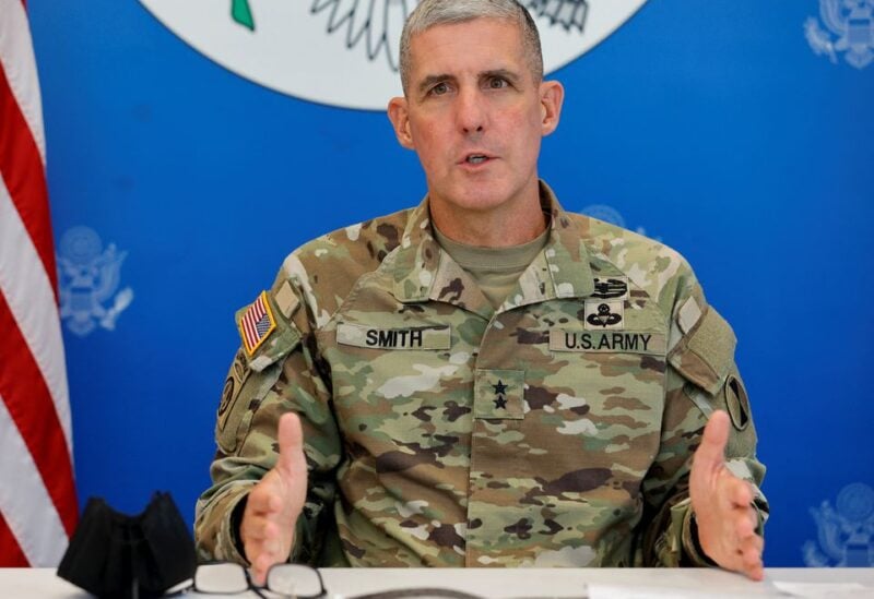 U.S. Commanding General for the 7th Infantry Division Major General Stephen G. Smith speaks during a news conference ahead of the Super Garuda Shield 2022 joint excercise, at the U.S. embassy in Jakarta, Indonesia, July 29, 2022. REUTERS/Willy Kurniawan