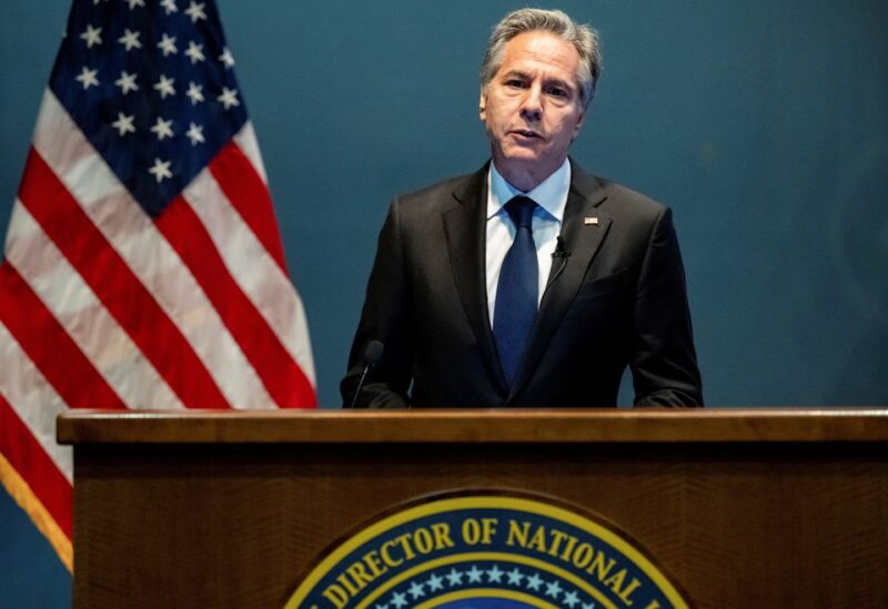 U.S. Secretary of State Antony Blinken speaks during a visit to the Office of Director of National Intelligence in McLean, Virginia, July 18, 2022. Saul Loeb/Pool via REUTERS