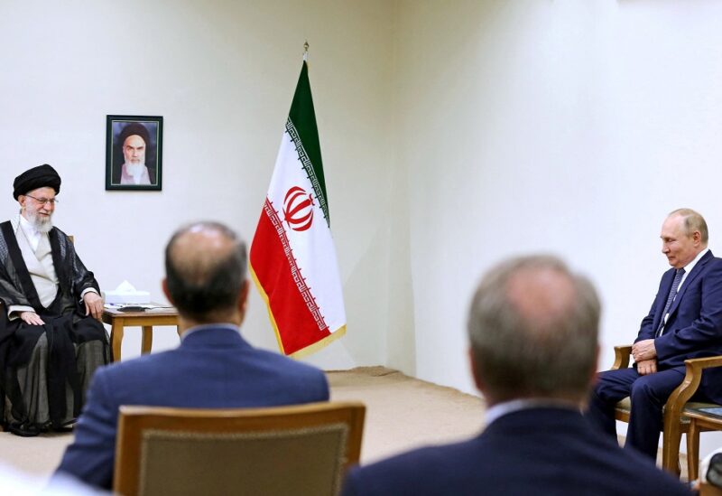 Iran's Supreme Leader Ayatollah Ali Khamenei meets with Russian President Vladimir Putin in Tehran, Iran July 19, 2022. Office of the Iranian Supreme Leader/WANA (West Asia News Agency)/Handout via REUTERS