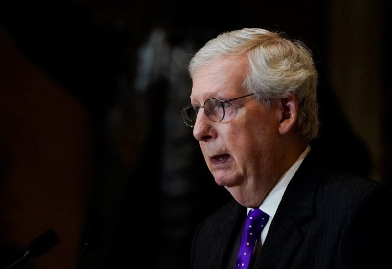 U.S. Senate Minority Leader Mitch McConnell (R-KY) speaks during a statue dedication ceremony honoring Amelia Earhart at the U.S. Capitol in Washington, U.S., July 27, 2022. REUTERS/Elizabeth Frantz