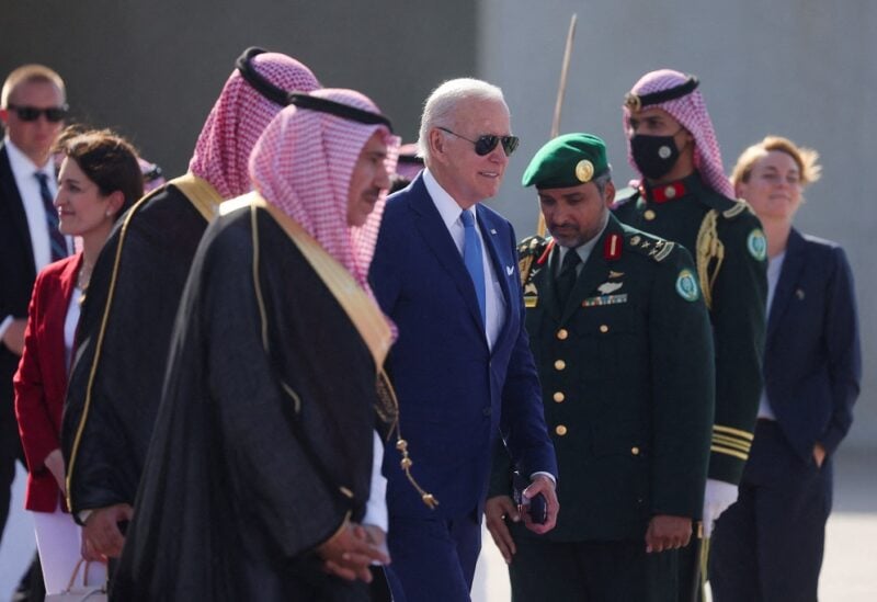 U.S. President Joe Biden walks to board a plane following an Arab summit, at King Abdulaziz International Airprot, in Jeddah, Saudi Arabia, July 16, 2022. REUTERS/Evelyn Hockstein/File Photo