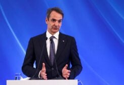 Greek Prime Minister Kyriakos Mitsotakis delivers a speech during the South East European Cooperation Process (SEECP) summit in Thessaloniki, Greece June 10, 2022. REUTERS/Alexandros Avramidis