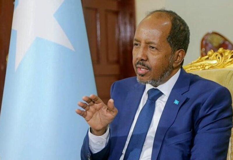 Somalia's President Hassan Sheikh Mohamud speaks during a Reuters interview inside his office at the Presidential palace in Mogadishu, Somalia May 28, 2022. REUTERS/Feisal Omar