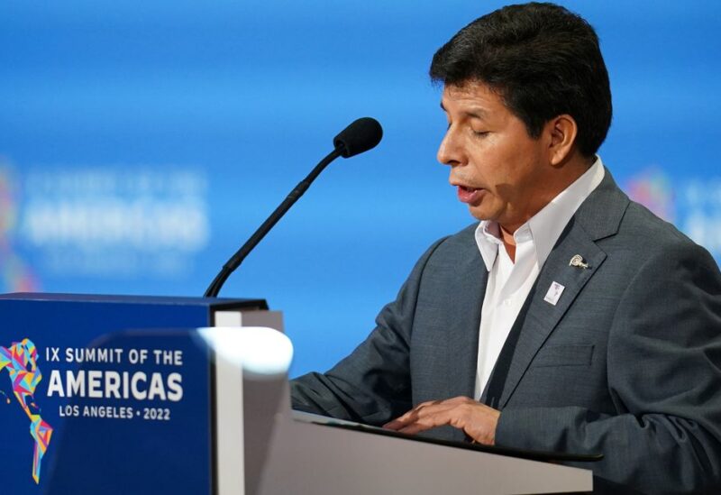 Peru's President Pedro Castillo speaks during the Leaders' Second Plenary Session during the Ninth Summit of the Americas in Los Angeles, California, U.S., June 10, 2022. REUTERS/Lauren Justice