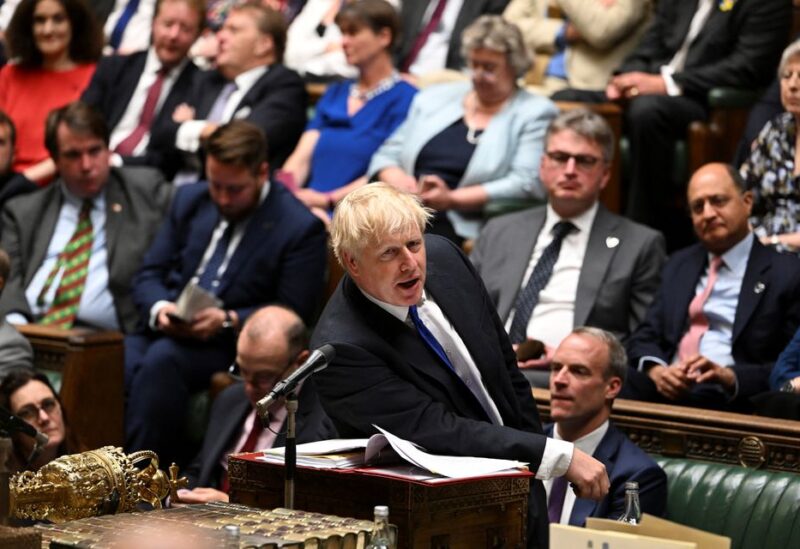 British Prime Minister Boris Johnson speaks during Prime Minister's Questions at the House of Commons in London, Britain